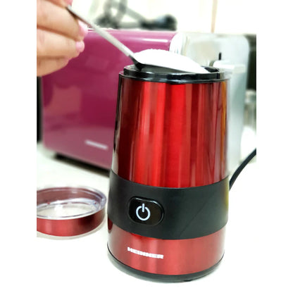 Rasnita electrica Heinner HCG-200RED, 200 W, 60 g, Interior Inox, Rosu