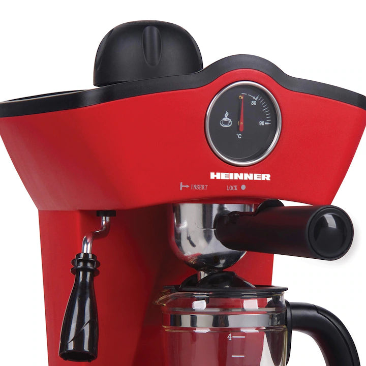 Espressor manual Heinner HEM-200RD, 800W, 3.5 bar, filtru inox, 250 ml, Rosu