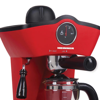 Espressor manual Heinner HEM-200RD, 800W, 3.5 bar, filtru inox, 250 ml, Rosu