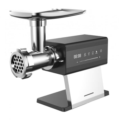 Masina de tocat HEINNER PRESTIGECHOP HMG-DTSS2500, 2500 W, Control Touch, Angrenaj planetar 6 roti, Accesoriu rosii, kibbe si carnati, 2.5 kg/min, Viteza variabila, Functie reverse Inox
